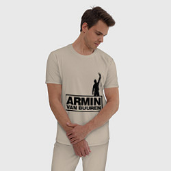 Пижама хлопковая мужская Armin van buuren, цвет: миндальный — фото 2