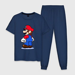 Пижама хлопковая мужская Марио с принцессой, цвет: тёмно-синий