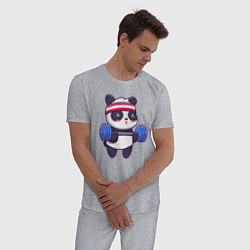 Пижама хлопковая мужская Панда в качалке, цвет: меланж — фото 2