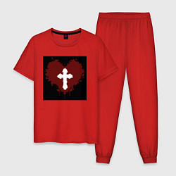 Мужская пижама Сердце крест черный квадрат