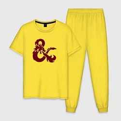 Пижама хлопковая мужская Подземелья и драконы лого, цвет: желтый