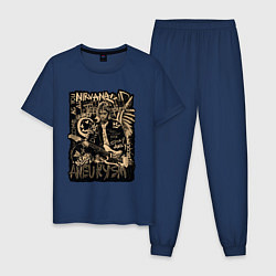 Пижама хлопковая мужская Nirvana Aneurysm, цвет: тёмно-синий