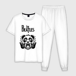 Пижама хлопковая мужская The Beatles - rock panda, цвет: белый
