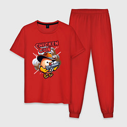 Пижама хлопковая мужская Chicken Gun - chicken, цвет: красный