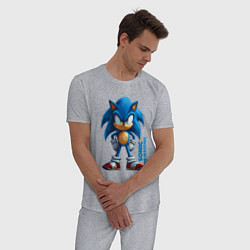 Пижама хлопковая мужская Sonic - poster style, цвет: меланж — фото 2