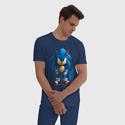 Пижама хлопковая мужская Sonic - poster style, цвет: тёмно-синий — фото 2