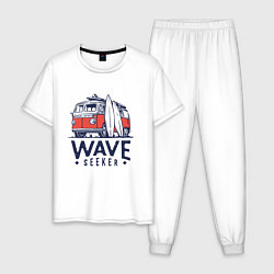 Пижама хлопковая мужская Wave seeker, цвет: белый