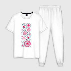 Мужская пижама Славянские символы солнца круги и птицы