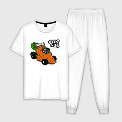 Пижама хлопковая мужская Carrot mobile racing, цвет: белый