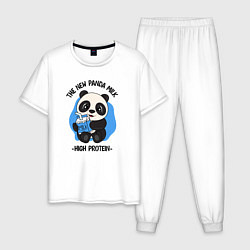 Пижама хлопковая мужская Панда с молоком, цвет: белый