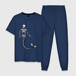 Пижама хлопковая мужская Скелет русалки, цвет: тёмно-синий