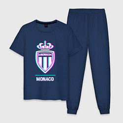 Пижама хлопковая мужская Monaco FC в стиле glitch, цвет: тёмно-синий