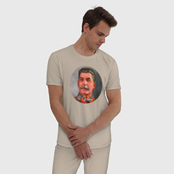 Пижама хлопковая мужская Stalin color, цвет: миндальный — фото 2
