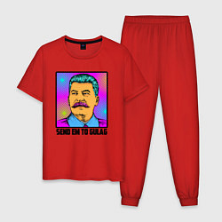 Пижама хлопковая мужская Send em to gulag, цвет: красный