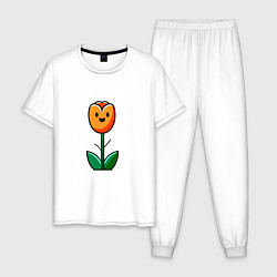 Пижама хлопковая мужская Веселый тюльпан, цвет: белый