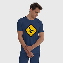 Пижама хлопковая мужская Знаки опасности- совы, цвет: тёмно-синий — фото 2
