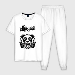 Пижама хлопковая мужская Blink 182 - rock panda, цвет: белый
