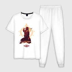 Пижама хлопковая мужская Адские десантники с супер земли Helldivers, цвет: белый