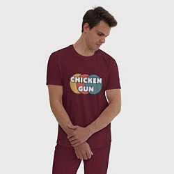 Пижама хлопковая мужская Chicken gun круги, цвет: меланж-бордовый — фото 2