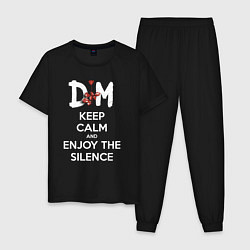 Пижама хлопковая мужская DM keep calm and enjoy the silence, цвет: черный