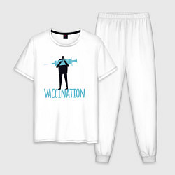 Пижама хлопковая мужская Вакцинация, цвет: белый