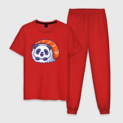 Пижама хлопковая мужская Roll panda, цвет: красный