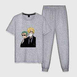 Пижама хлопковая мужская Санджи Зоро Ророноа, цвет: меланж