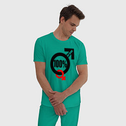 Пижама хлопковая мужская 100 - процентный мужик, цвет: зеленый — фото 2