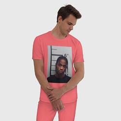 Пижама хлопковая мужская Travis Scott magshot, цвет: коралловый — фото 2