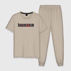 Пижама хлопковая мужская Hunter, цвет: миндальный
