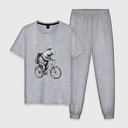 Мужская пижама Капибара на велосипеде в черном цвете