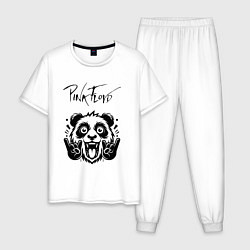 Пижама хлопковая мужская Pink Floyd - rock panda, цвет: белый