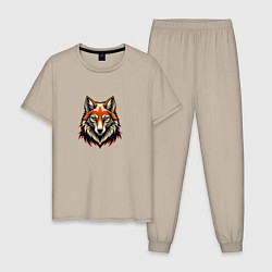 Пижама хлопковая мужская Логотип благородного лиса, цвет: миндальный