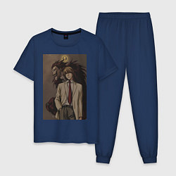 Пижама хлопковая мужская Тетрадь смерти Лайт Ягами, цвет: тёмно-синий