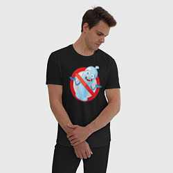 Пижама хлопковая мужская Презерватив под запретным знаком, цвет: черный — фото 2