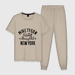 Пижама хлопковая мужская Mike Tyson: New York, цвет: миндальный
