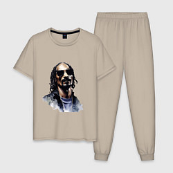 Пижама хлопковая мужская Snoop dog, цвет: миндальный