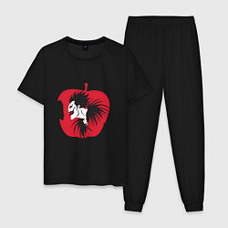 Пижама хлопковая мужская Тетрадь смерти Рюк яблоко, цвет: черный