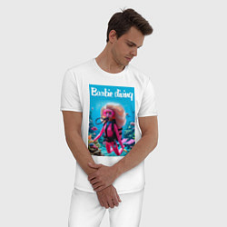 Пижама хлопковая мужская Barbie diving - ai art, цвет: белый — фото 2