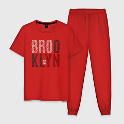 Пижама хлопковая мужская NYC Brooklyn, цвет: красный
