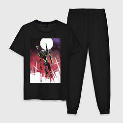 Пижама хлопковая мужская Евангелион нового поколения робот, цвет: черный