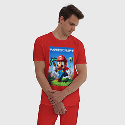 Пижама хлопковая мужская Minecraft and Mario - ai art collaboration, цвет: красный — фото 2