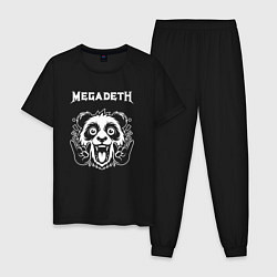 Пижама хлопковая мужская Megadeth rock panda, цвет: черный