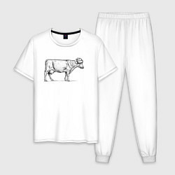Мужская пижама Новогодняя корова сбоку