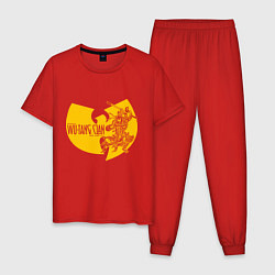 Пижама хлопковая мужская Wu shaolin logo, цвет: красный