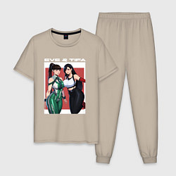 Пижама хлопковая мужская Тифа и Ева girls fantasy, цвет: миндальный