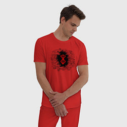 Пижама хлопковая мужская Метка и руки, цвет: красный — фото 2