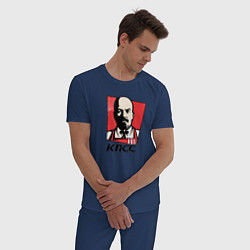 Пижама хлопковая мужская Владимир Ленин революционер, цвет: тёмно-синий — фото 2