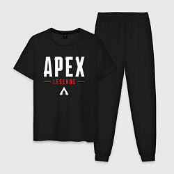 Пижама хлопковая мужская Лого апекс, цвет: черный