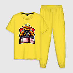Пижама хлопковая мужская Monkey team, цвет: желтый